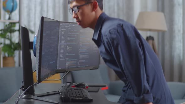 Asian Boy Programmer Sitting To Creating Software Engineer Developing ...