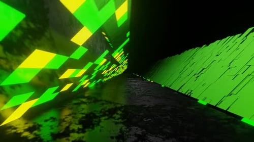 Green And Yellow Cyborg Road Background Vj Loop In HD