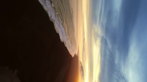 Vertical Video Icelandic Black Sand Beach Aerial View