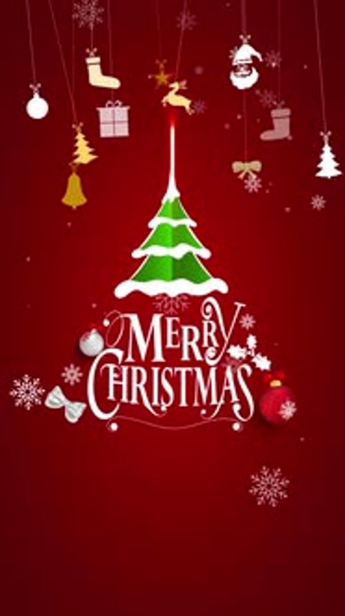Vertical Christmas Animation with Sparkling Tree and Holiday Decorations