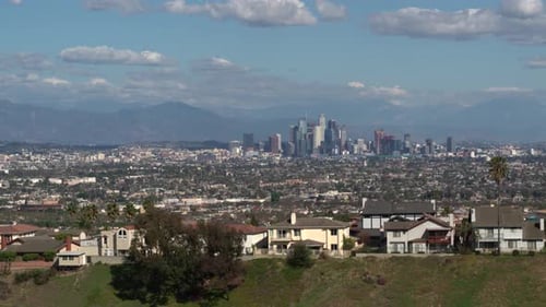 Downtown La Skyline Aerial Drone View