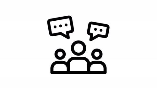 Animated Minimalist People Discussion Icon with Speech Bubbles