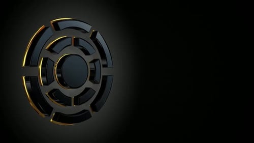 3D Black Gold Segmented Circle Rotating Animation Loop