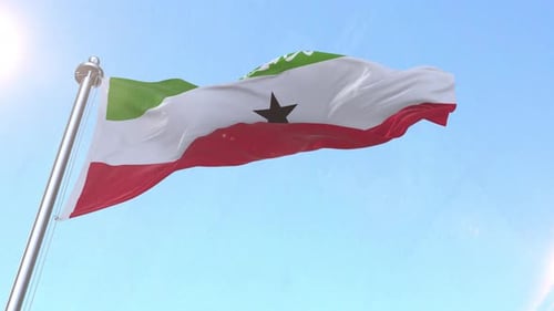 Die Flagge Somalilands weht im Himmel