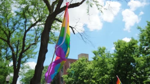 Rainbow Flags Waving at Pride Event