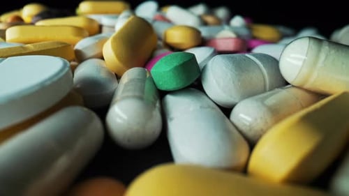 Macro Shot of Colorful Medication Pills and Capsules