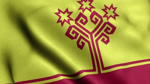 Animated Waving Flag with Stylized Red Emblem and Stars