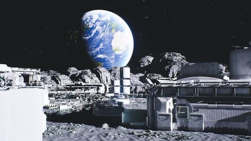 Site de fabrication spatial doté d'équipements robotiques d'assemblage et de manutention de fret