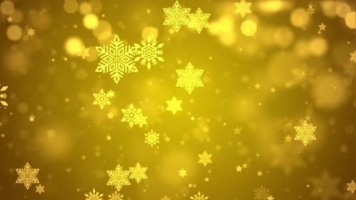 Abstract Golden Snow Particles Moving BG Merry Christmas Holiday Winter New Year