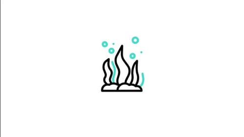 Animated Flat Design Seaweed and Bubbles Icon