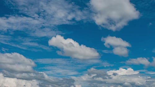 White Clouds Time Lapse in Blue Sky