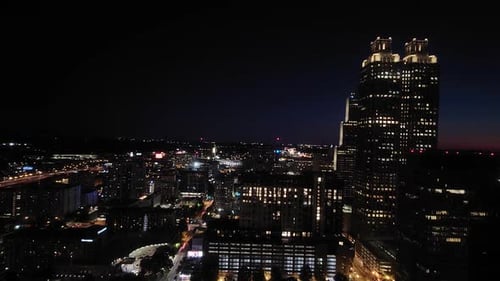Nighttime Cityscape of Atlanta, Georgia with Illuminated Skyline