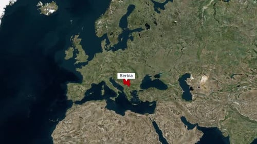 Animated Satellite Map Zoom to Highlight Serbia