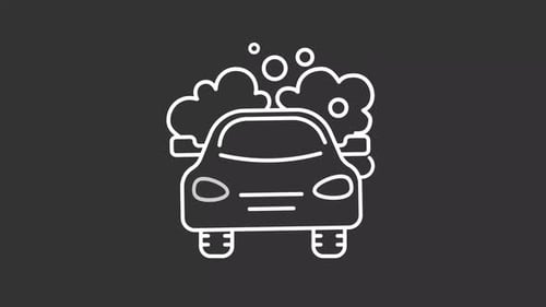 Animated thin line car washing white icon