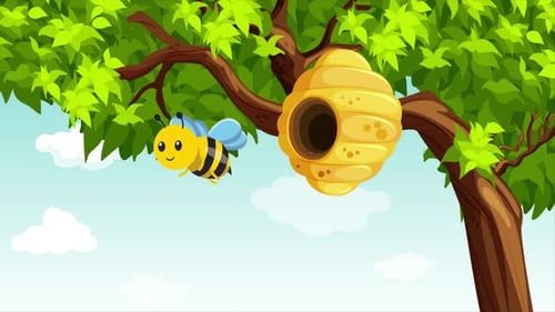 Abeja saliendo de la colmena