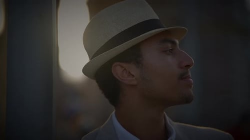 Urban Lifestyle Portrait of Happy Male Person Enjoying City Life Outside