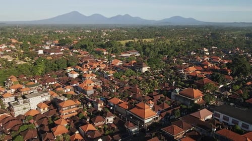 Tropical Cityscape Aerial View with Terracotta Rooftops