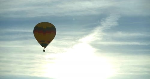 Hot Air Balloon Launching in Desert at Sunset, Aerial Drone Adventure