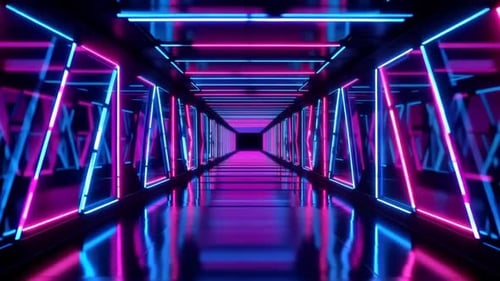Futuristic Neon Tunnel Animation With Pink and Blue Glow