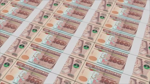 Guatemalan Quetzales Banknotes Production Seamless Loop