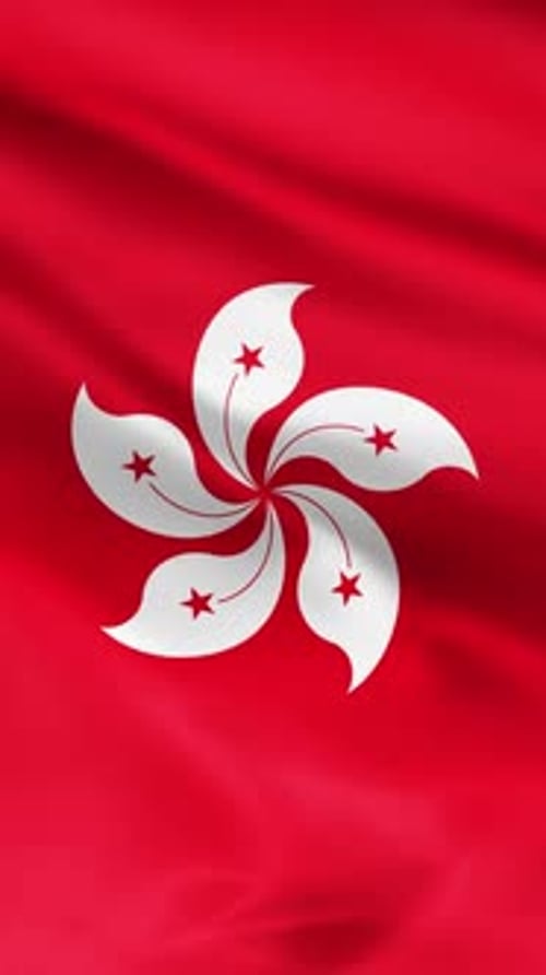 Realistic Vertical Waving Hong Kong Flag Animation
