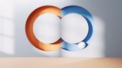 Empty room with geometry shapes