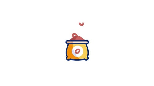 Animated Sack Filling with Agricultural Product Flat Design