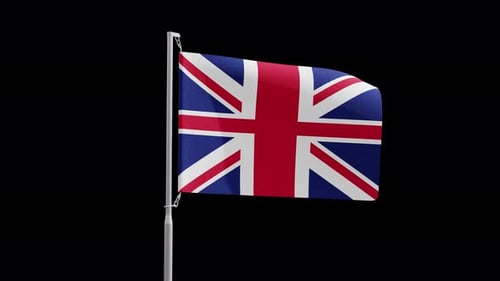 Waving Union Jack Flag on Black Background