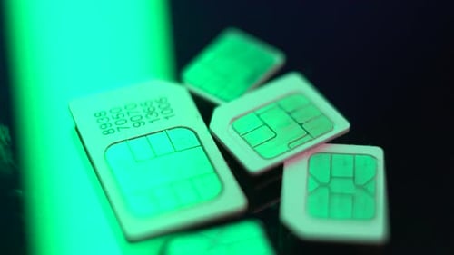 SIM Cards, Marco Close Up, Mobile Networks Chips in Different Sizes