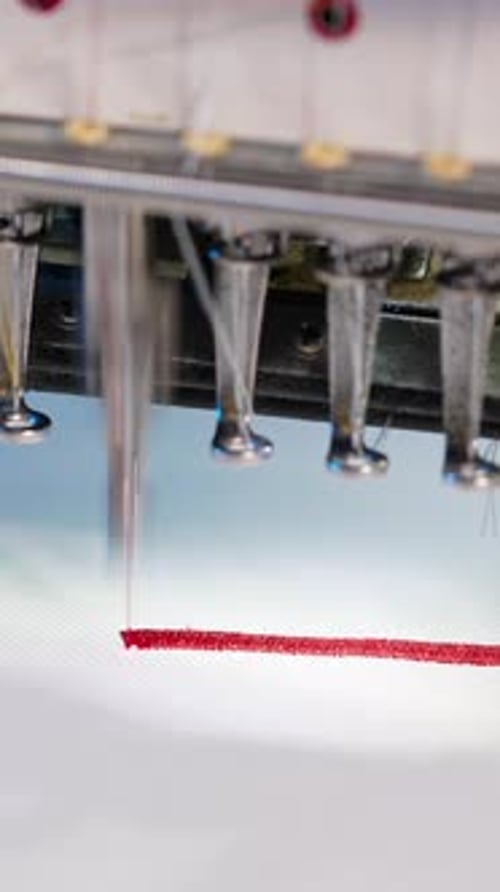 Textile industrial fabric machine. Automatic sewing cloth machine. Vertical video