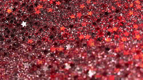 Macro Shot of Red and Silver Star Glitters