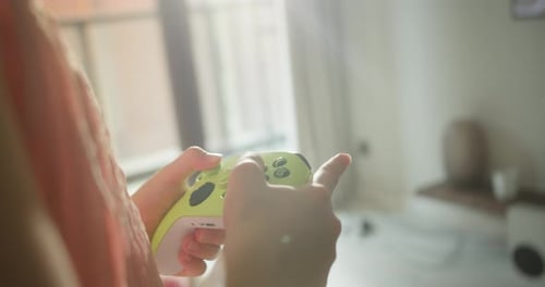 Using Controller Playing Video Games Close Up of Hands and Joypad Closeup Hands Holding a Joystick