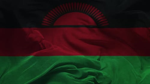 Flagge von Malawi, Stoffanimation in Zeitlupe, 3D-Rendering