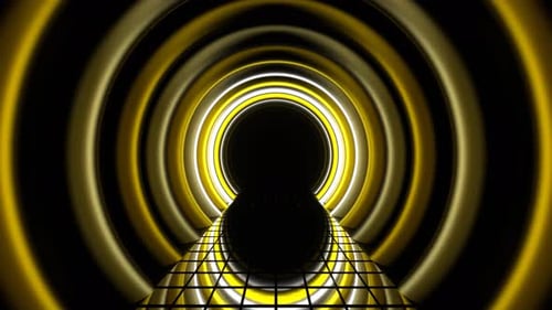 Gold And Silver Futuristic Cylindrical Tunnel Background Vj Loop In 4K