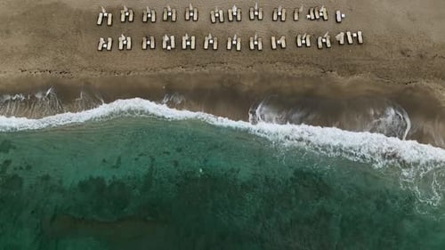 Beachfront Bliss: Aerial View of Sandy Shore and Ocean