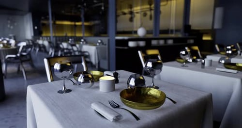 Elegant Dining Setup in a Modern Restaurant with Tasteful Decor