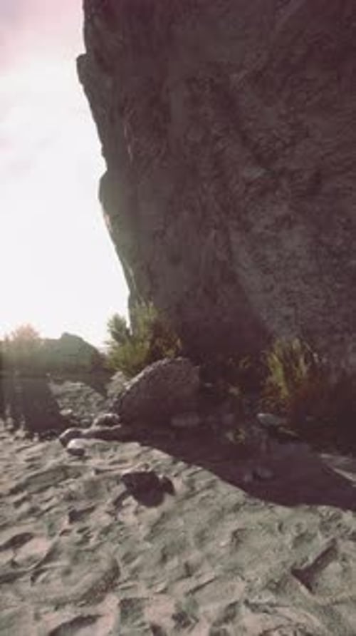 Sunset Shadows on Rocky Cliffside
