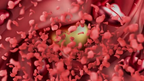 Flowing Red Fabric with Golden and Red Hearts Animation