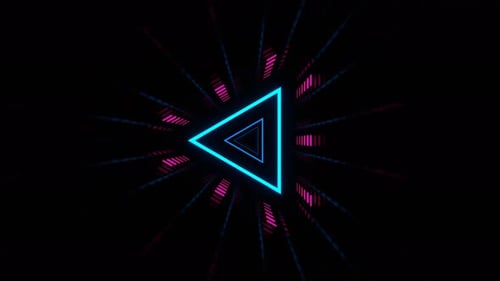 Blue And Pink Strobe Light In Triangular Futuristic Tunnel Background Vj Loop In 4K