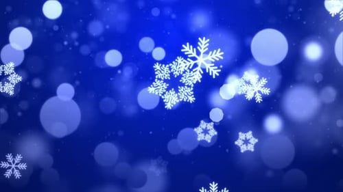 Blue Bokeh Glittering Particles Snowflakes Snow and Shine Lights Christmas