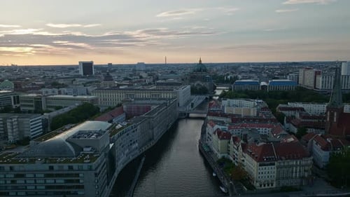 Aerial view of Spree river in berlin , Germany