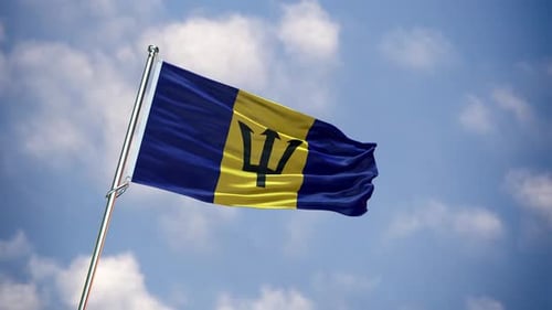 Realistic Flag Barbados