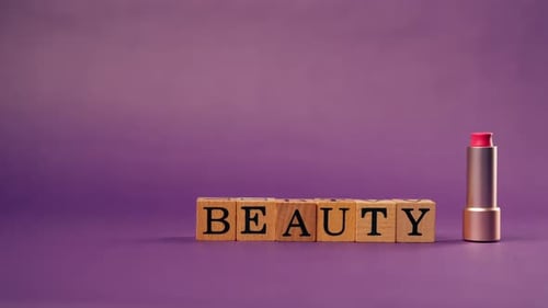 Purple Warm Background with Shadows Wooden Cubes with Black Letters and Laid Out Words From Letters