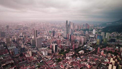 Cityscape with Skyscrapers and Office Buildings in Financial District - Bogotá, Colombia