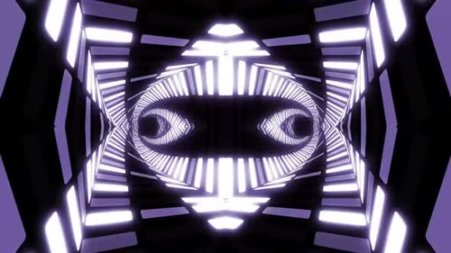 Dynamic digital tunnel with bright lights pulsing forward motion