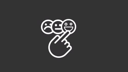 Flat Design Feedback Emojis with Hand Tap Animation