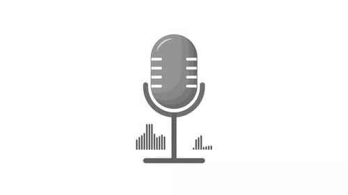 Animated Flat Design Microphone Icon with Sound Waves