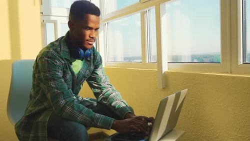 Remote Work Home Office Happy Man Laptop Workplace