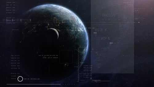 Cinematic Earth and Moon View with Sci-Fi Scanning HUD 17