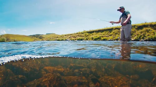Man Fly Fishing on the River